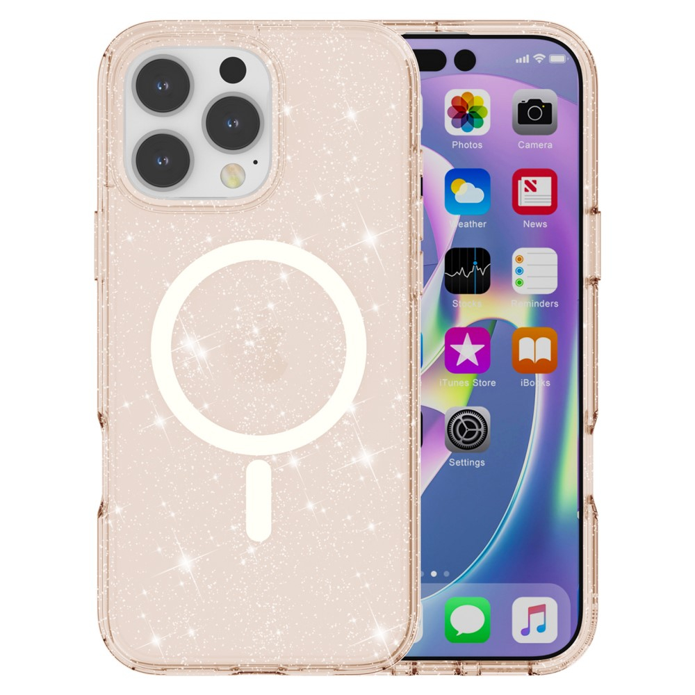 iPhone 16 Pro Max MagSafe Hybrid Hardcase Schutzhülle im Glitzer Design - Gold / Transparent