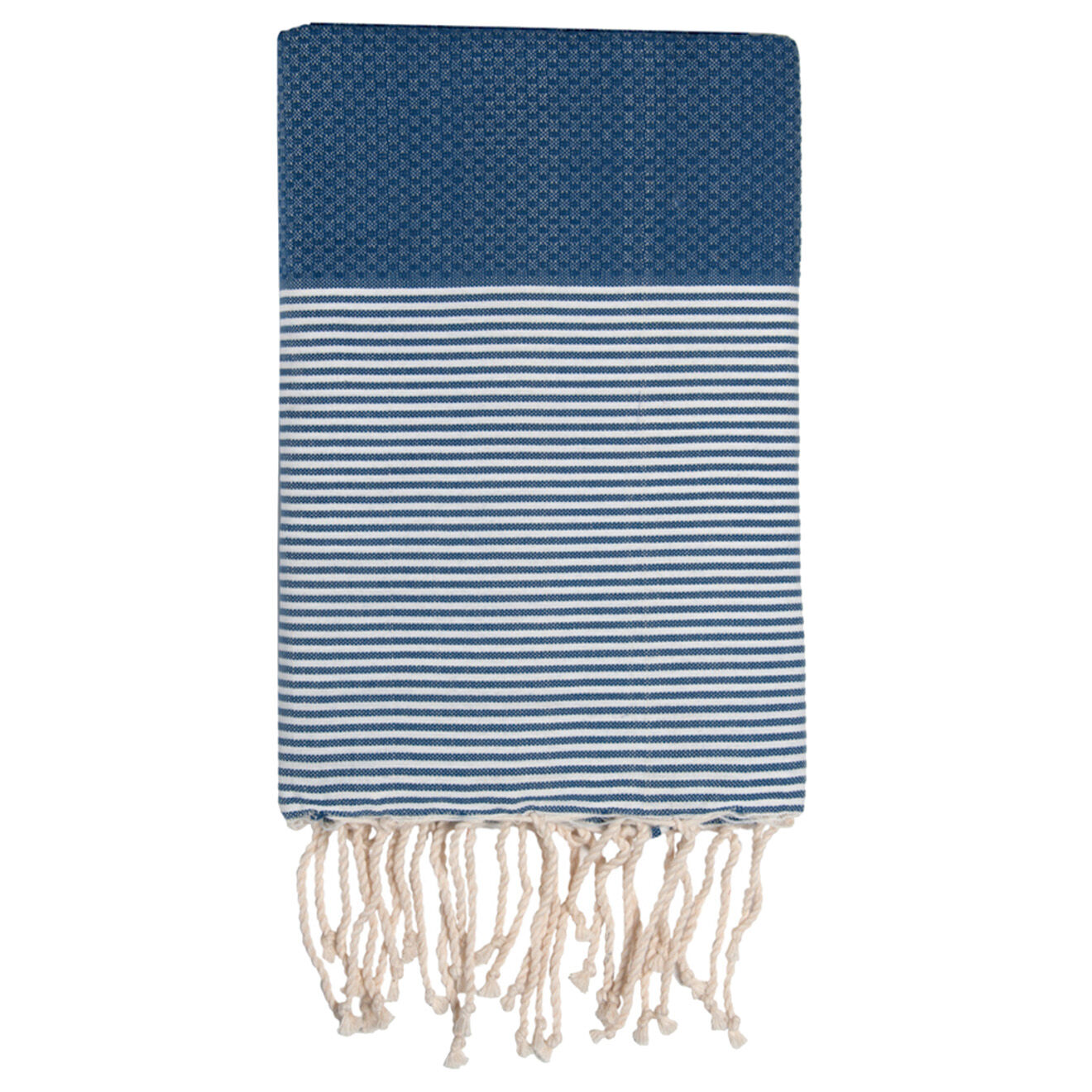 Febronie Fouta Nid d'Abeille Ibiza bleu jean/blanc - 100x200 cm
