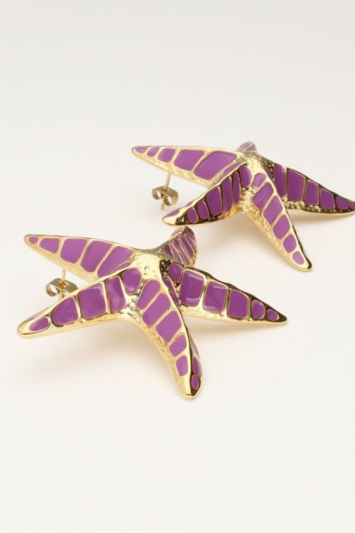 Sunrocks paarse statement zeester studs