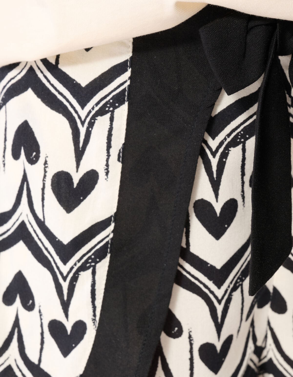 Heart Print Skort Gebroken Wit/Zwart