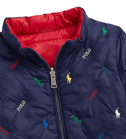 Polo Ralph Lauren Dynejakke - Vendbar - R?d/Navy m. Logoer
