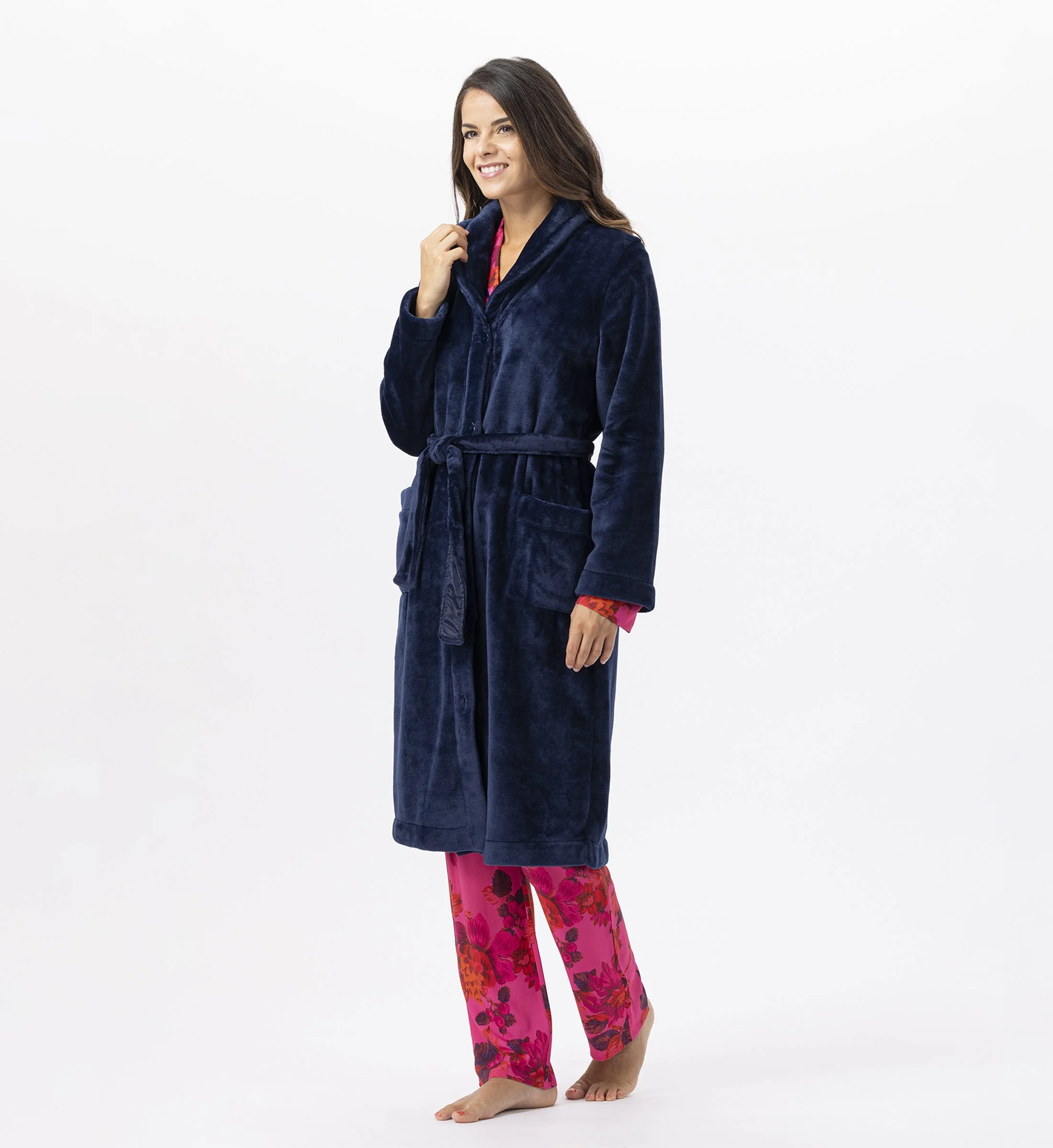 ESSENTIEL H51B - Robe de chambre en peluche flanelle | Bleu