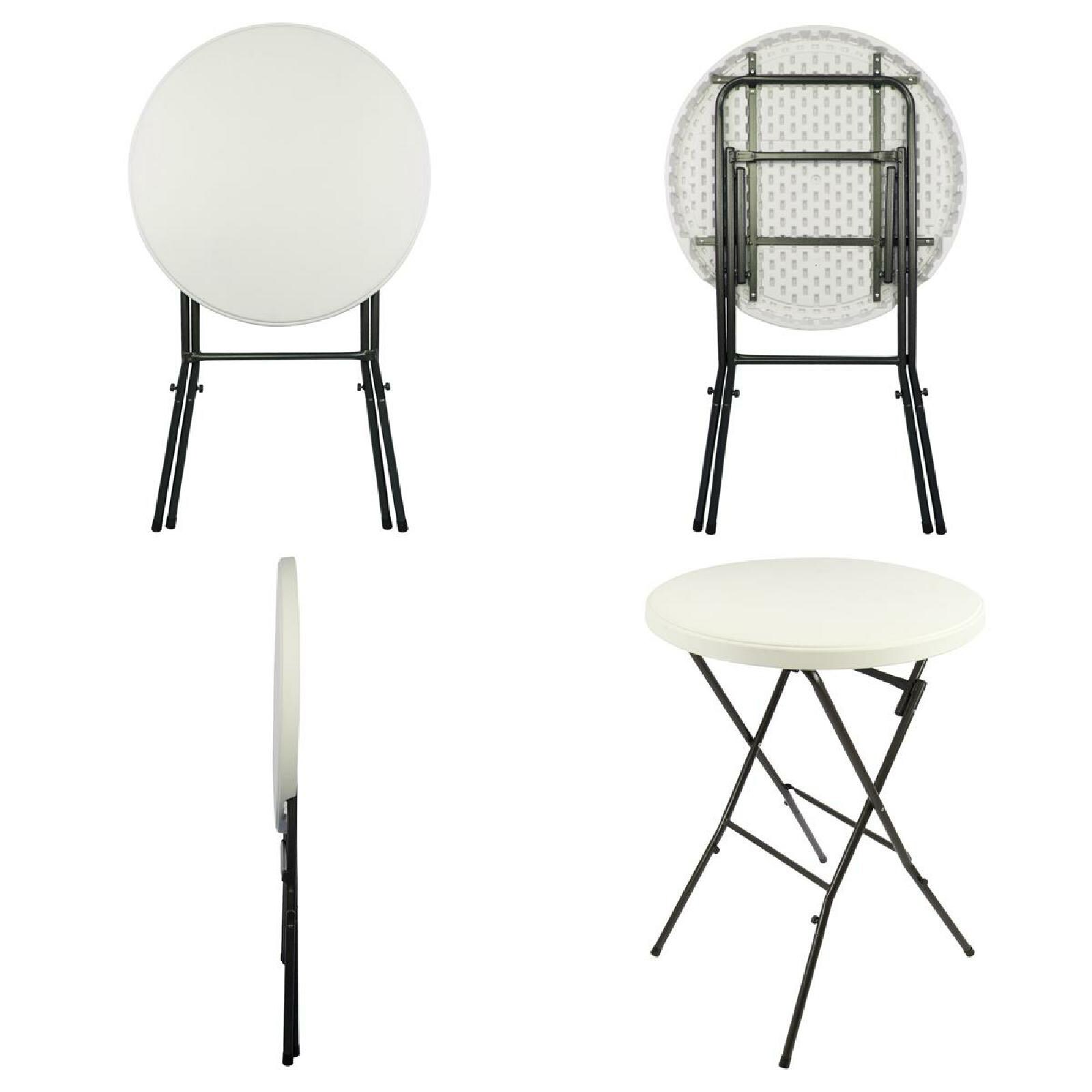 VCM Partytisch Stehtisch weiß klappbar Bistrotisch Bartisch 110 cm rund Ø 80 cm