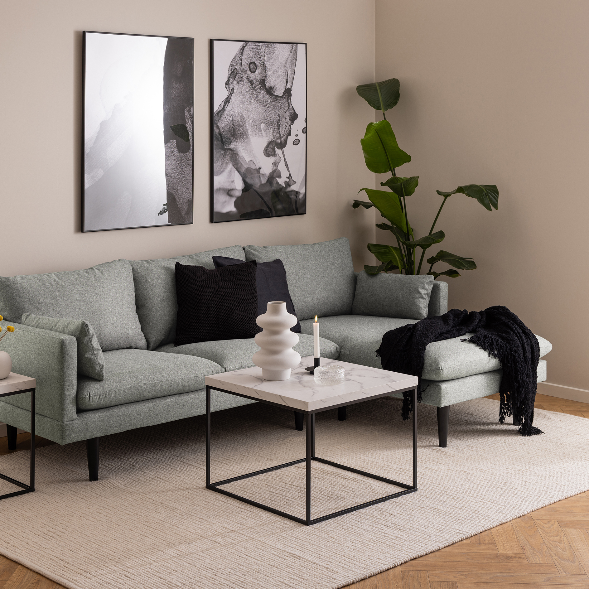 Couchtisch BAROSSA - weiß-schwarz - 60 cm
