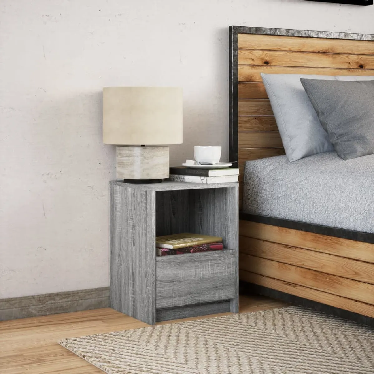 vidaXL Armoire de chevet - Sonoma gris