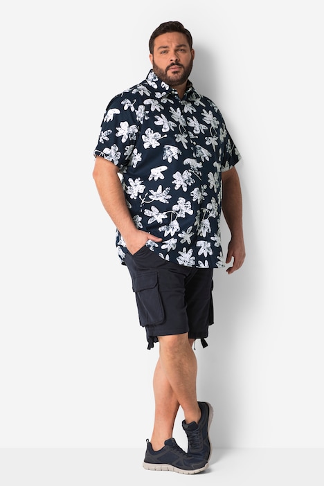 Men+ Hemd, Halbarm, Kentkragen, floraler Print, bis 8 XL