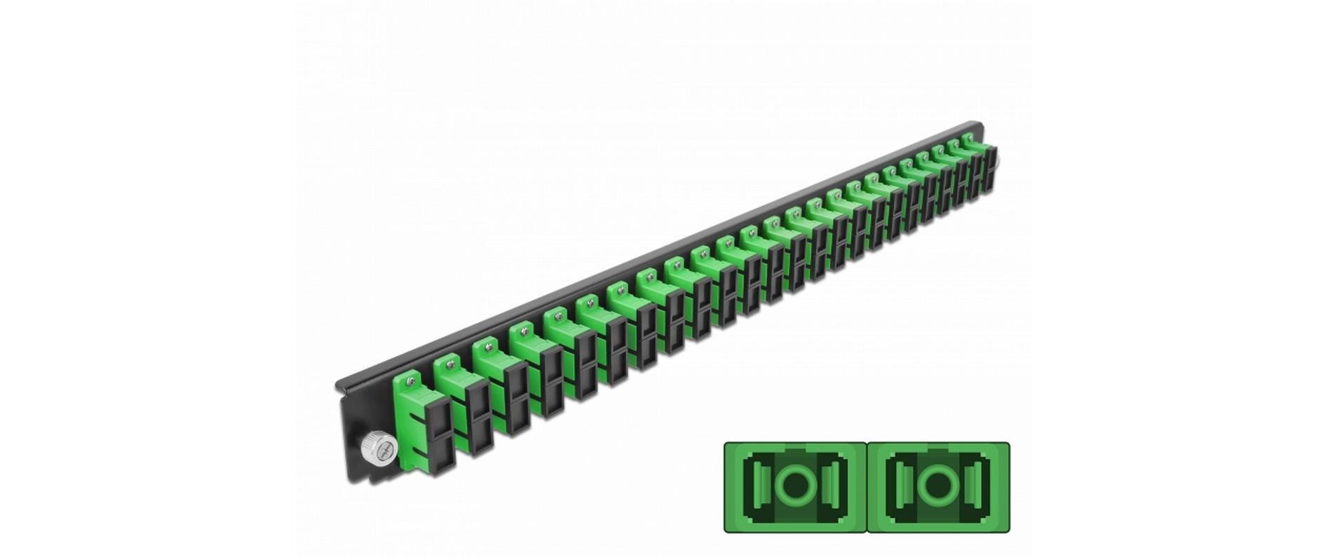 Verteilerplatte Frontblende 24 Port SC Duplex OS2 SM grünDelock 19″ Spleissbox Frontblende 24 Port SC Duplex OS2 Singlemode grün