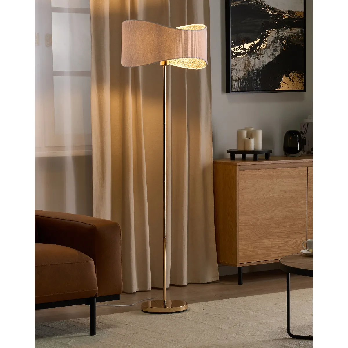 Beliani Lampadaire CALVILLO - Métal Doré
