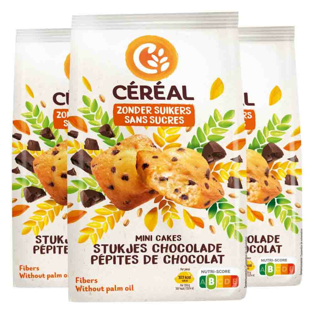 3x Céréal Mini Cakes Stukjes Chocolade196 gr