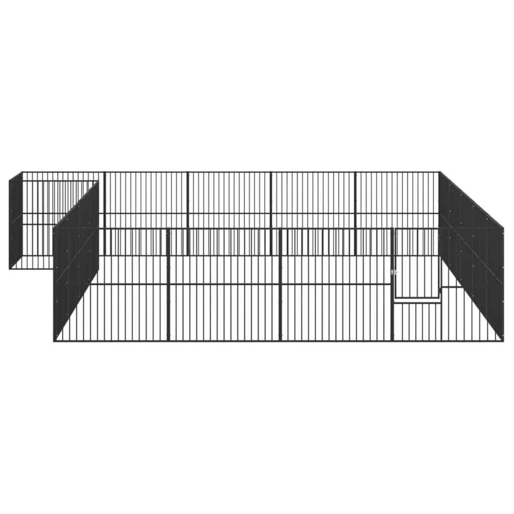 Parque para cães vidaXL com 12 painéis, aço galvanizado preto