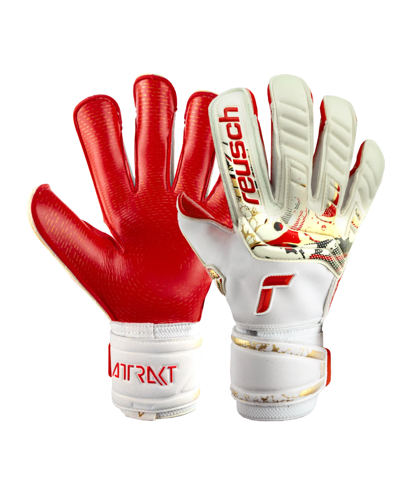 Reusch Attrakt Gold X Glueprint TW-Handschuhe Weiss Gold Rot F1011