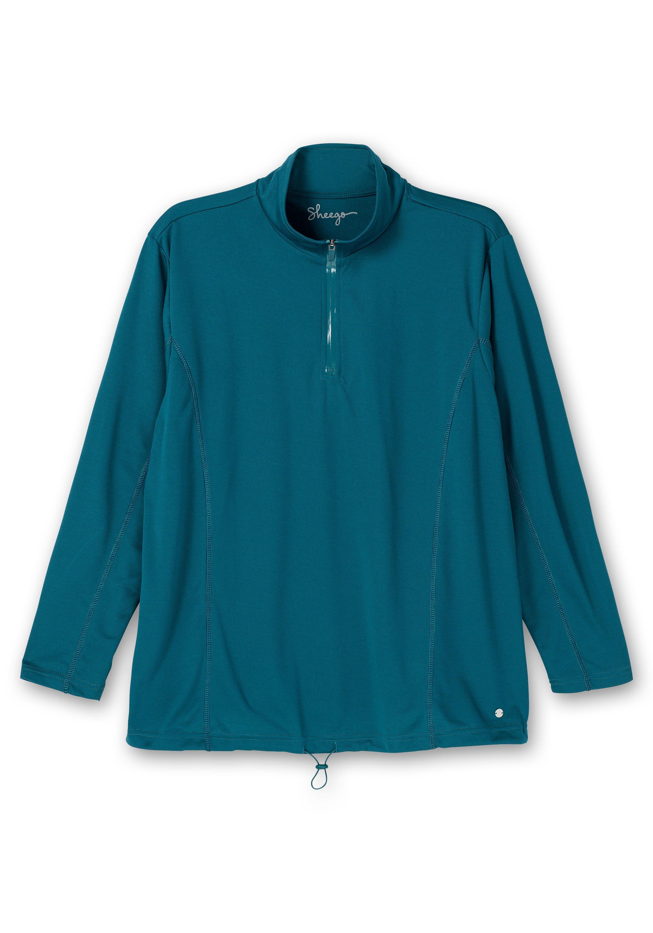Funktionsshirt mit Troyerkragen und Saum-Gummizug