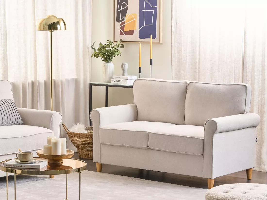 Canapé 2 places en tissu beige clair RONNEBY