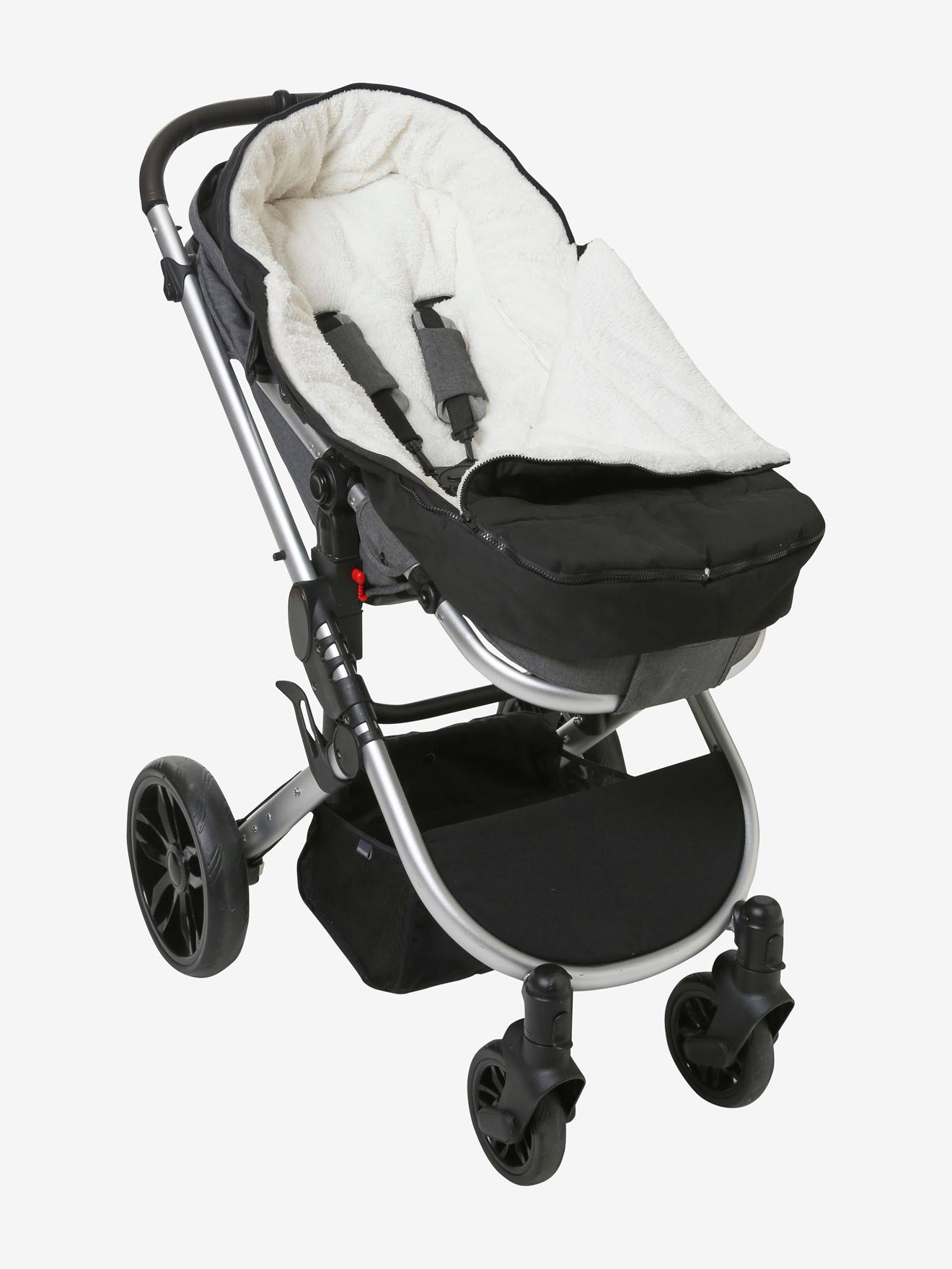 Bolsa Chancellor para carrinho de bebê feita de tecido preto liso e impermeável.