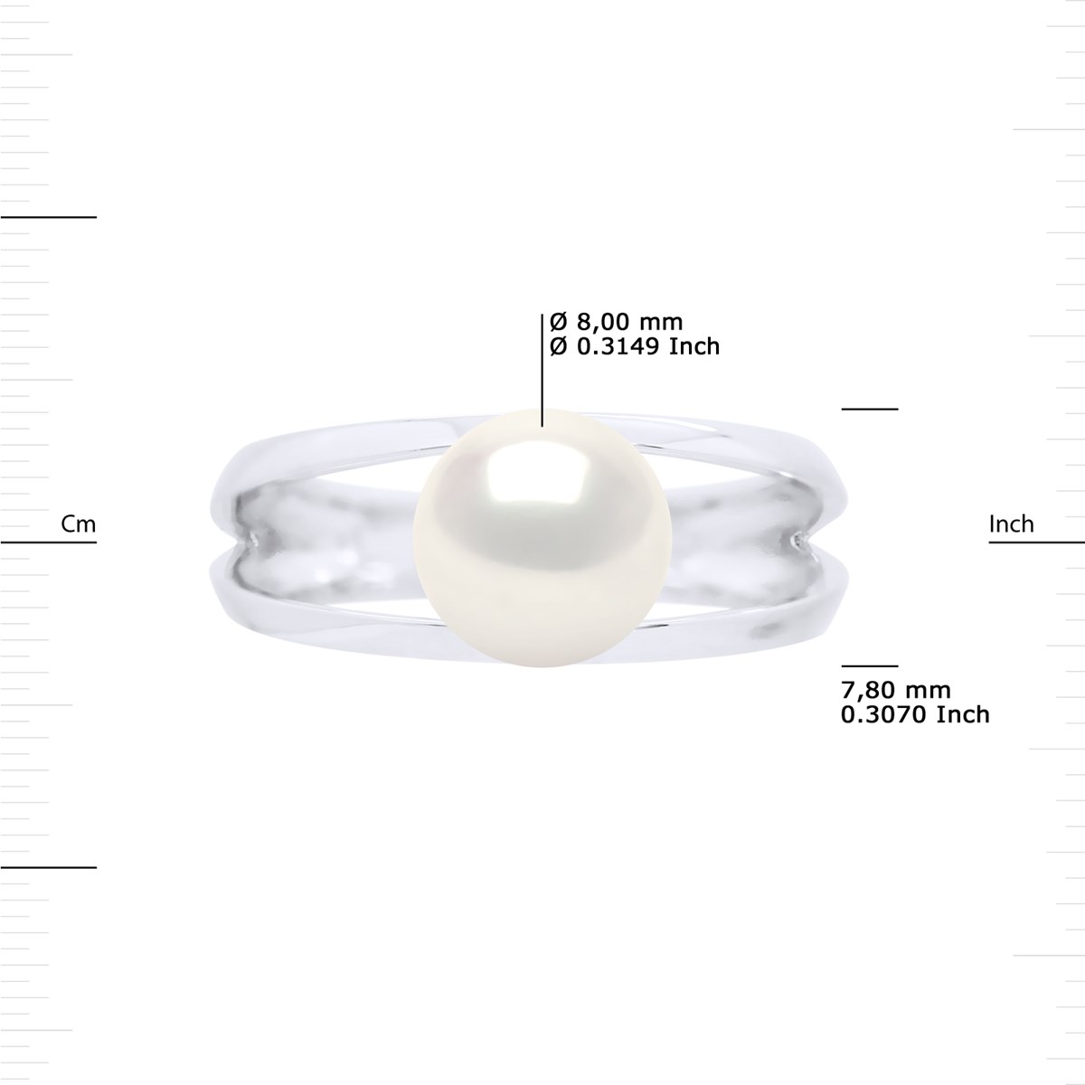 Bague Stella Jonc Perles d'Eau Douce 8-9 mm - Or Blanc