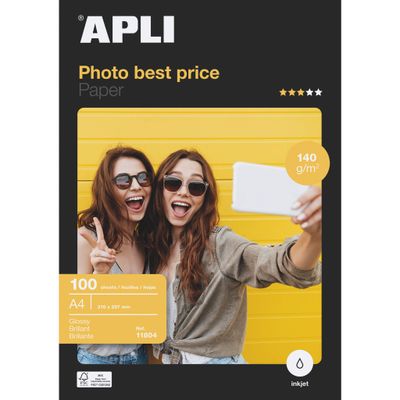 Apli Paper - Papier photo brillant - A4 - 140 g/m² - 100 feuilles