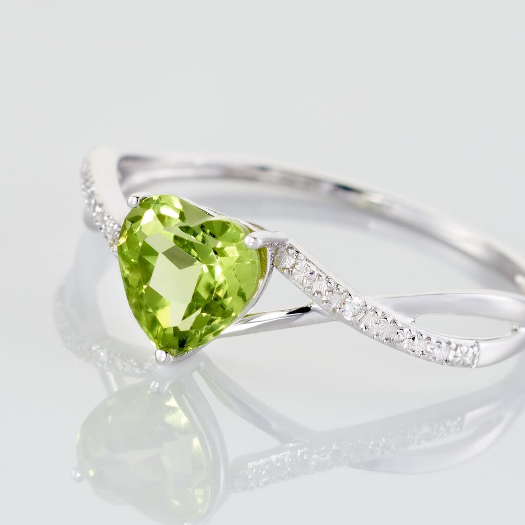 Bague Clothilde Or Blanc Peridot Et Oxyde