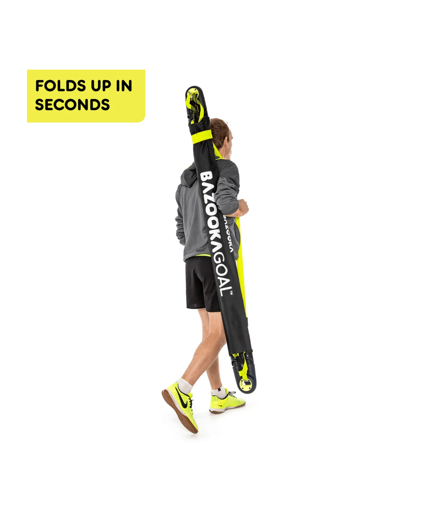 BAZOOKAGOAL Teleskoptor 150x90 cm Schwarz Gelb | Bazooka Tore für Funino Konzept | BGXL1