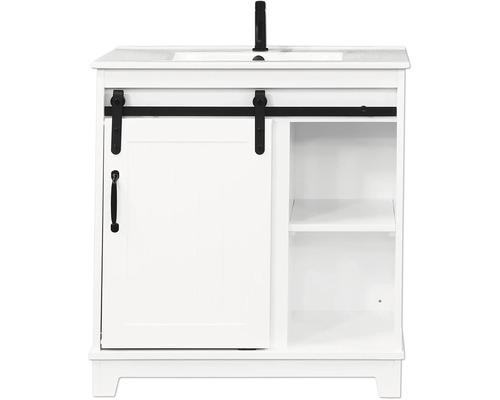 Badkamermeubelset Differnz Country side BxHxD 80 x 87 x 47 cm, witte fronten met witte keramische wastafel