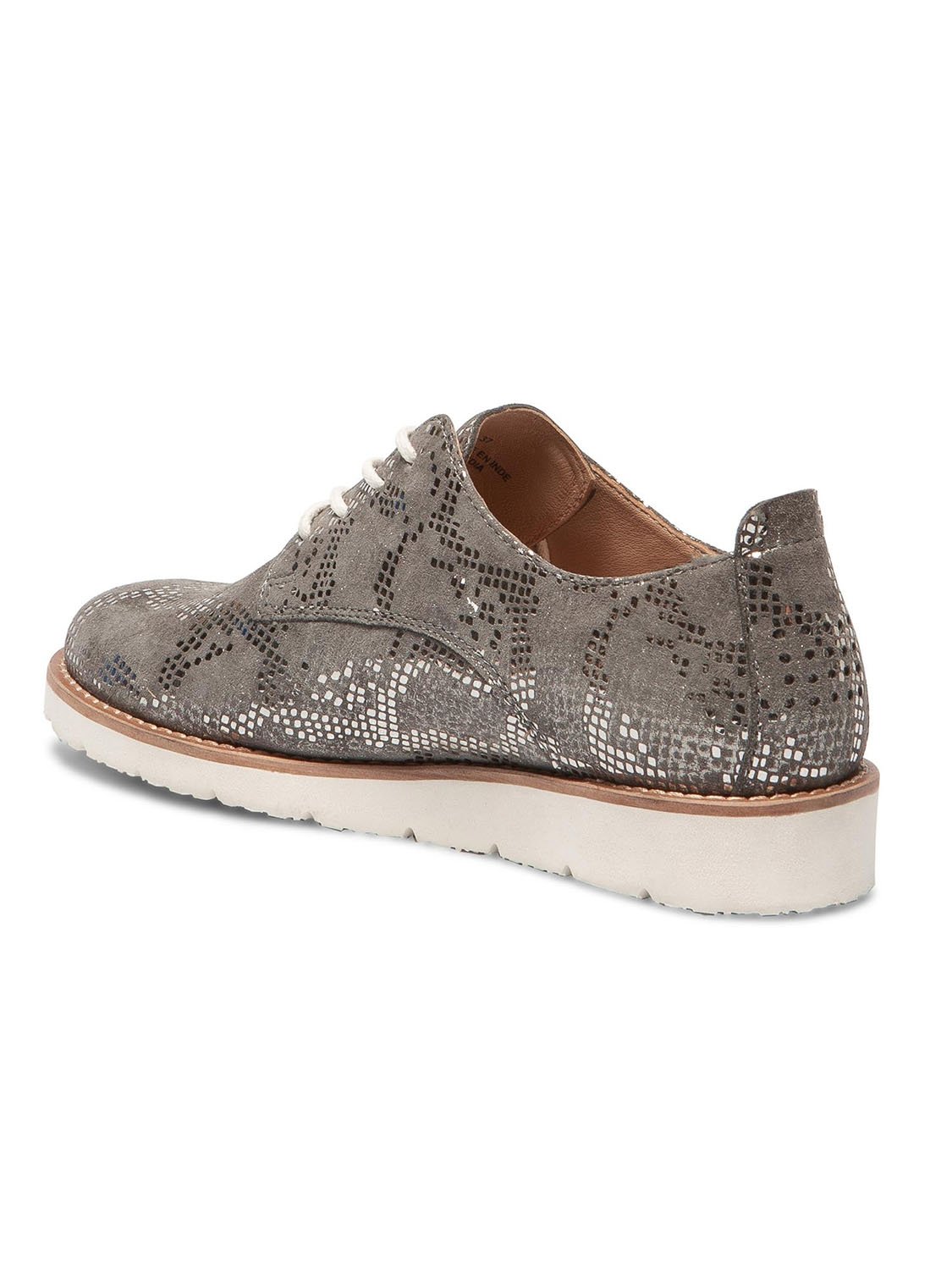 Derbies Femme Confort Purefoam Cuir Réptile Argenté