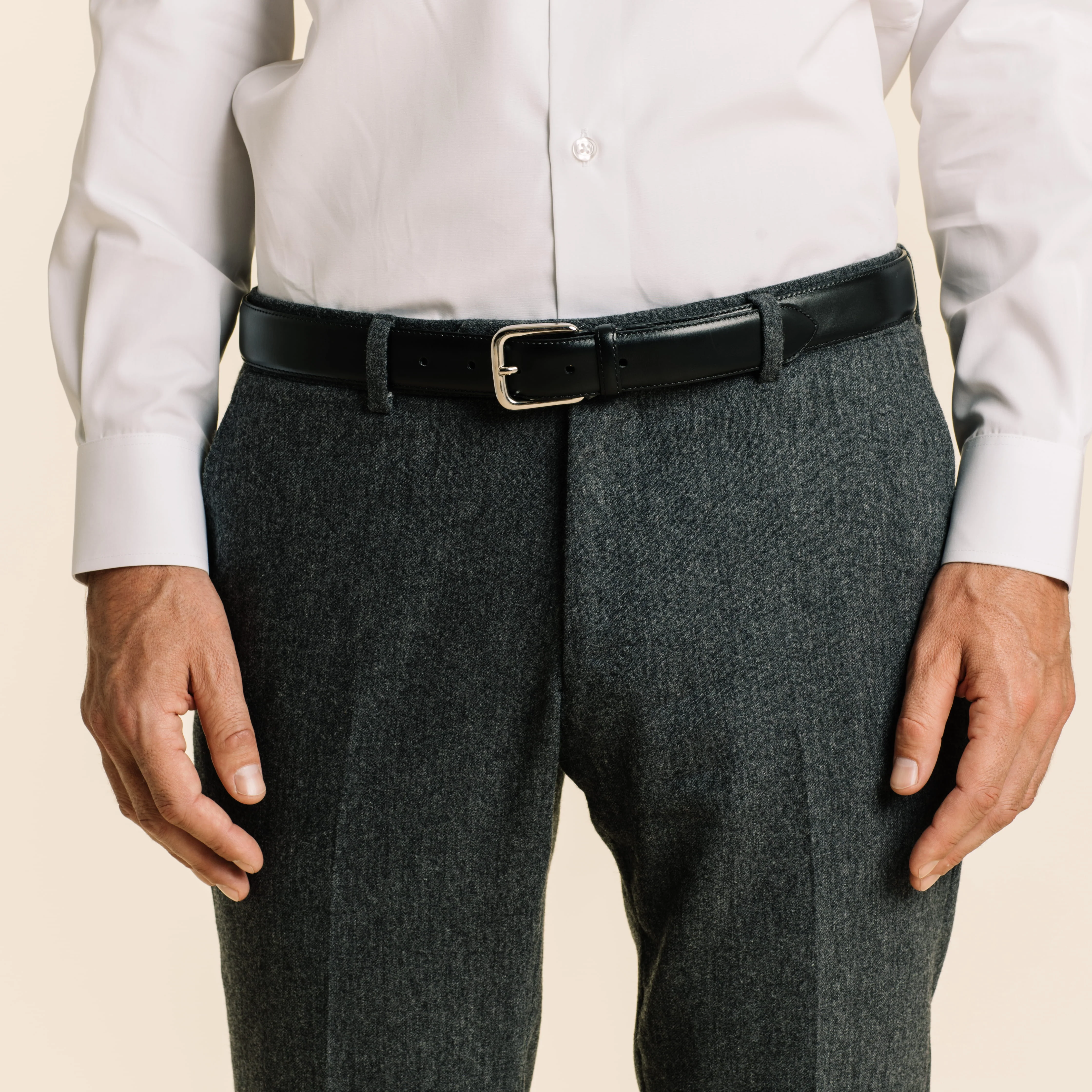 Black full grain leather belt