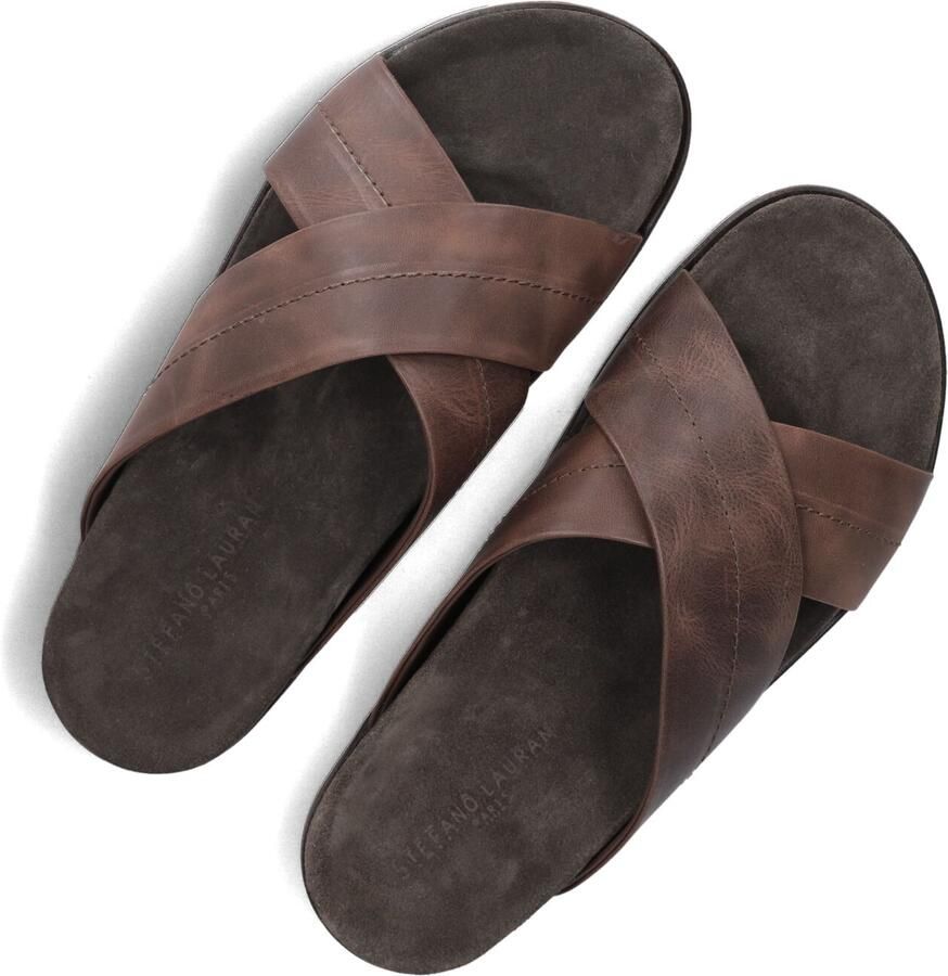 STEFANO LAURAN Slippers Heren 26002 Maat: 41 Materiaal: Leer Kleur: Bruin