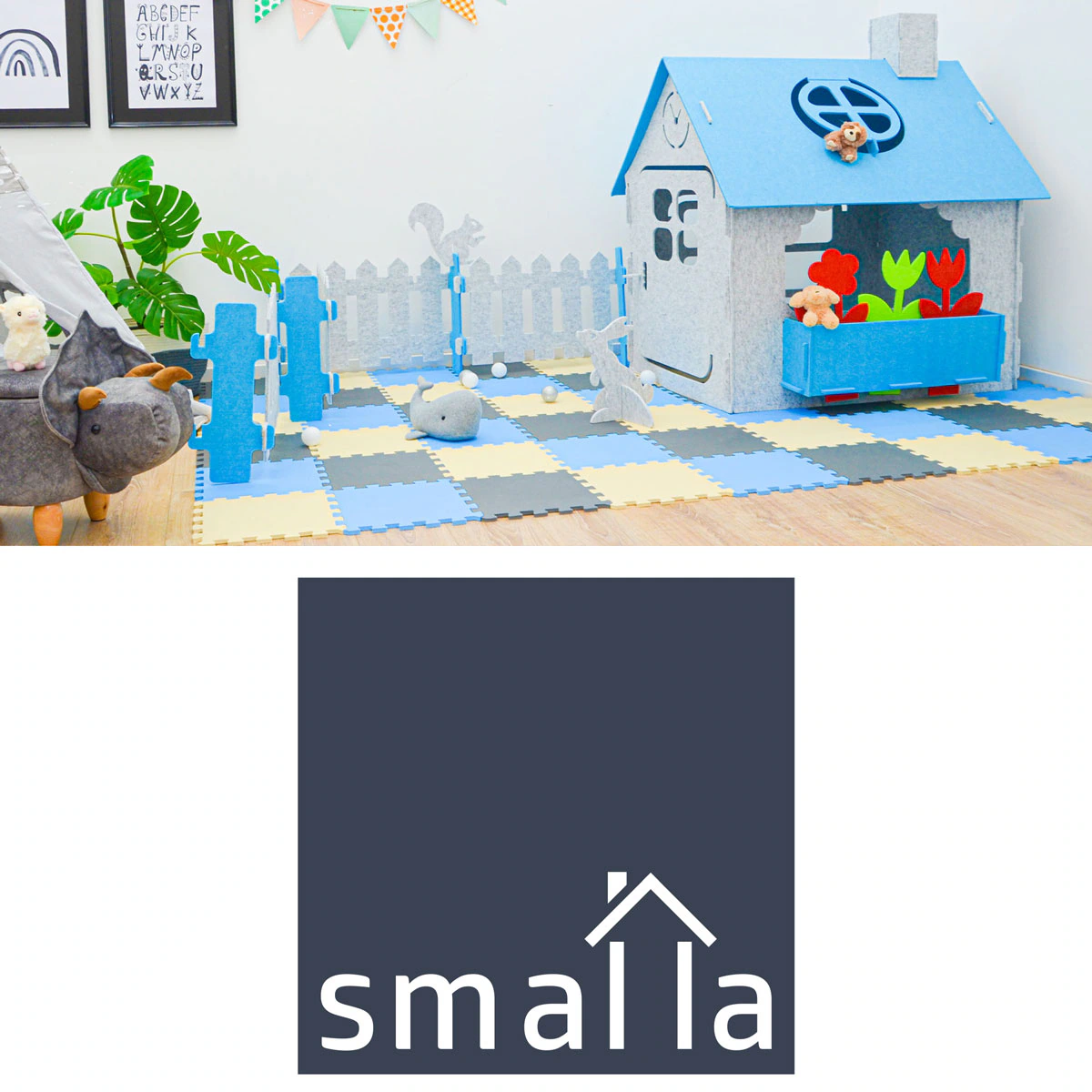 Kinder Spielhaus aus Recycling Filz 110x100x124 Indoor Outdoor Haus mit Zubehör