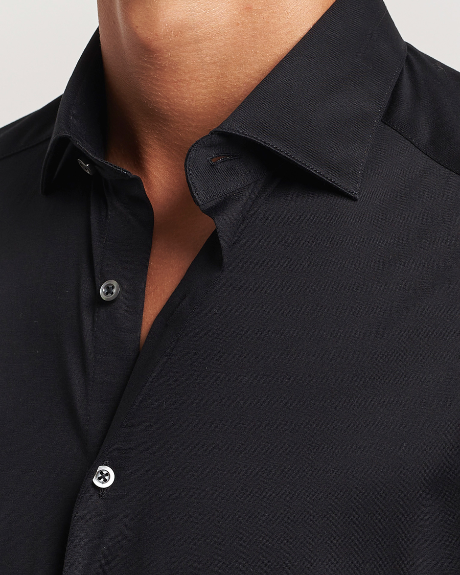 Stenströms Slimline Stretch Jersey Shirt Black