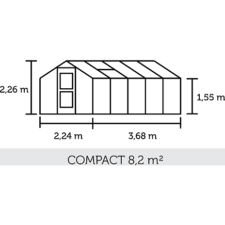 Juliana Compact drivhus - Aluminium