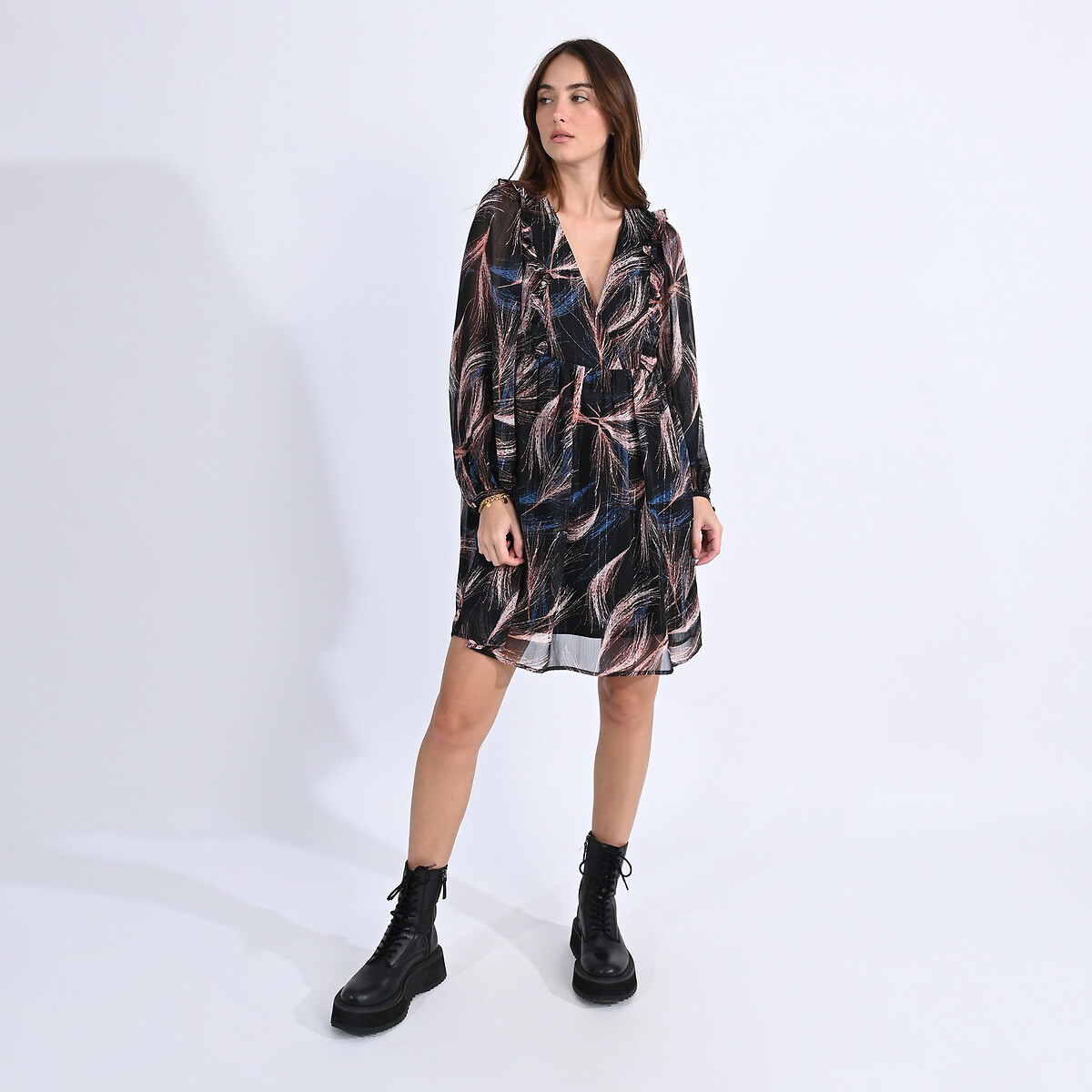 MOLLY BRACKEN<br>Vestido estampado com decote em V