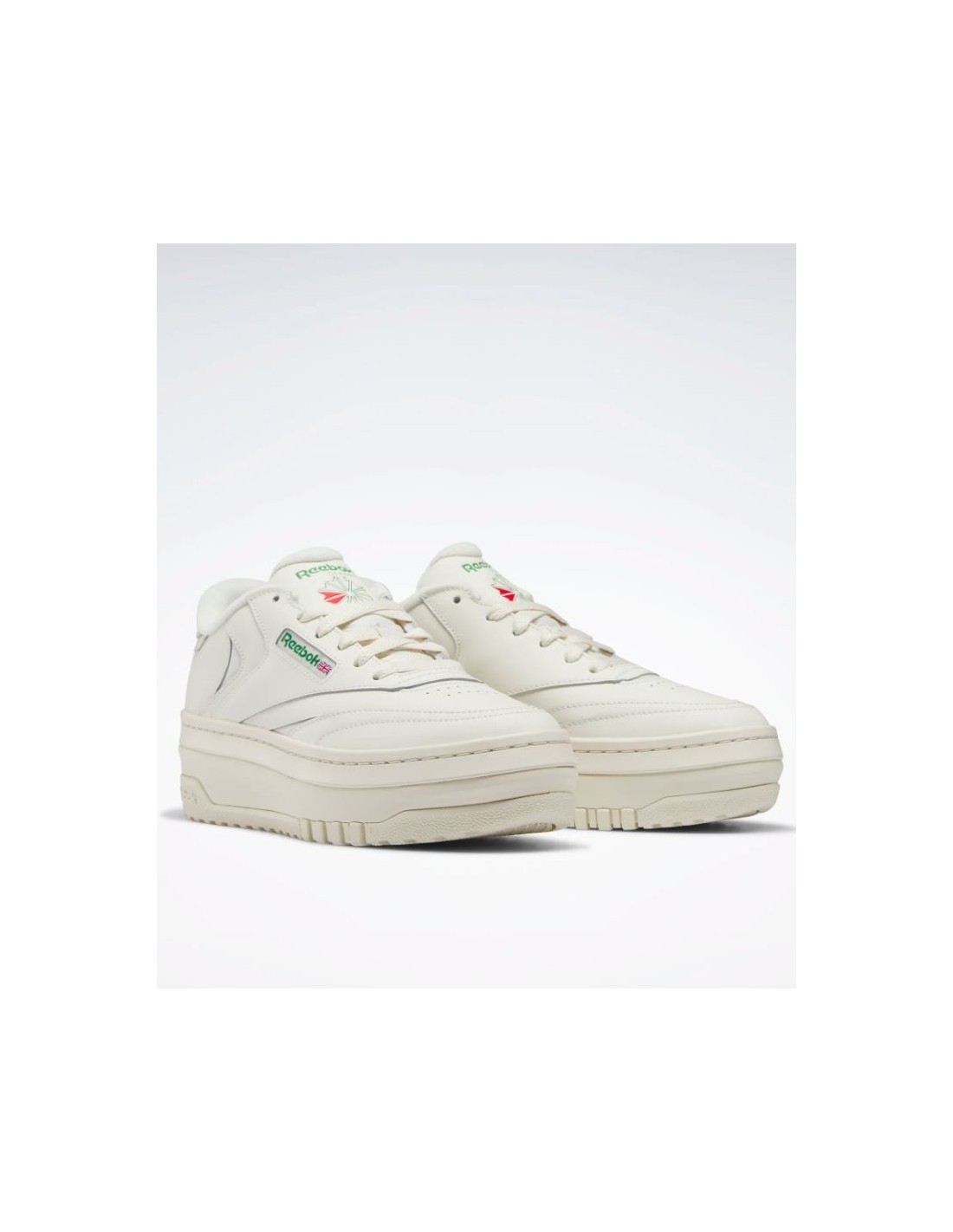 reebok Sneakers compensées Femme Club C Extra cuir blanc/vert
