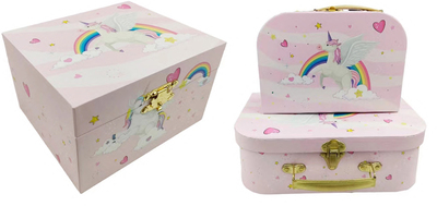 Alice & Fox Koffert 2-Pack & Smykkeskrin Enhjørning, Rosa