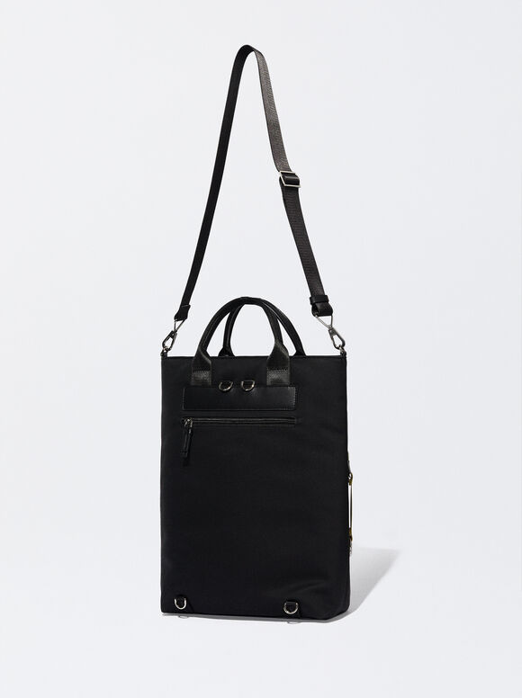 Mochila para laptop de 15 polegadas - Efeito nylon - Preta