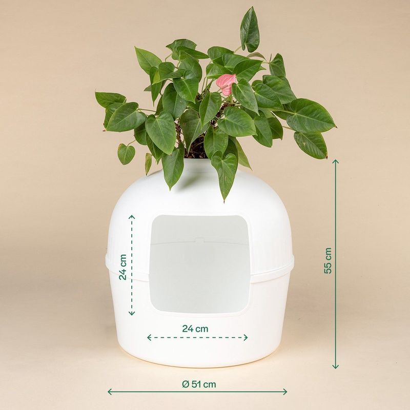 XXL Kattenbak – Verborgen Kattentoilet – Flower XXL Wit voor grote katten van RHRQuality
