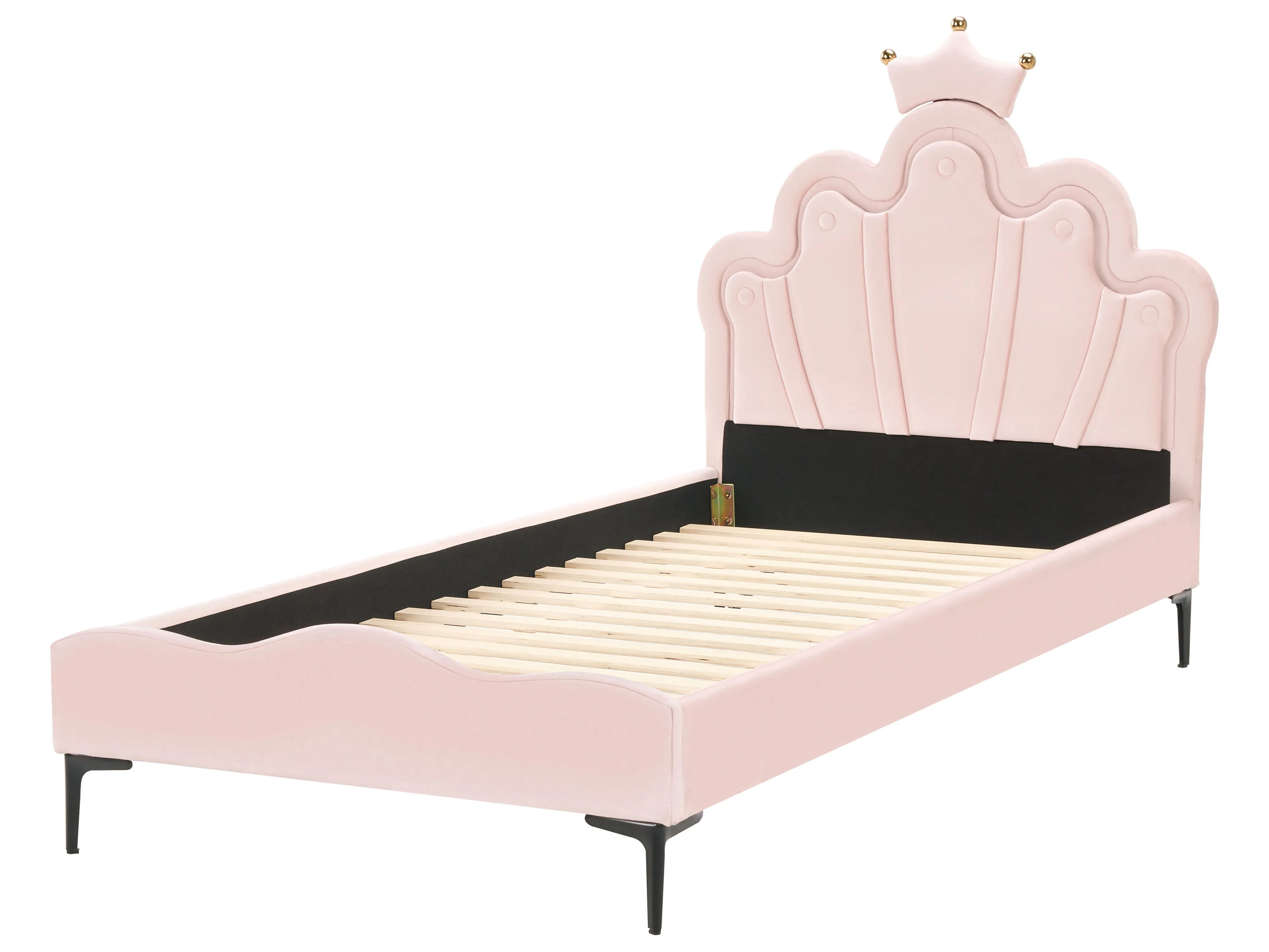 Kinderbed Kroon Fluweel RUBIAN 90 x 200 cm met LED-verlichting Roze