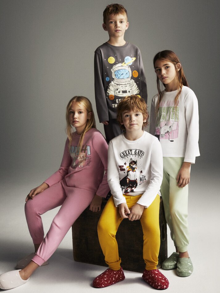 Pijama estampado - Mostarda