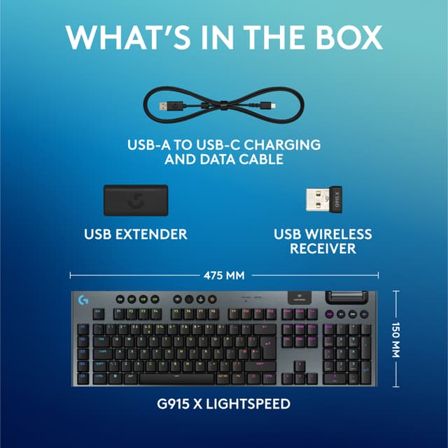 Logitech G915 X Lightspeed trådløst klikbart gamingtastatur (sort)