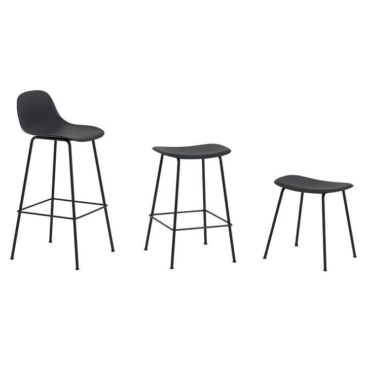 Muuto - Fiber Barhocker Tube Base H 65 cm, schwarz
