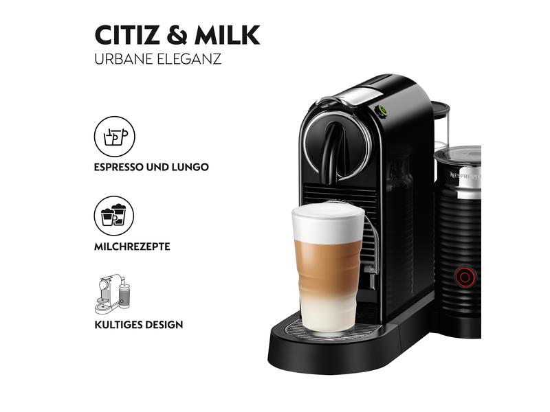 De'Longhi Kaffeemaschine Nespresso CitiZ & Milk EN267.BAE S Elegante Kapselmaschine der Original Line mit Aeroccino-Milchschäumer