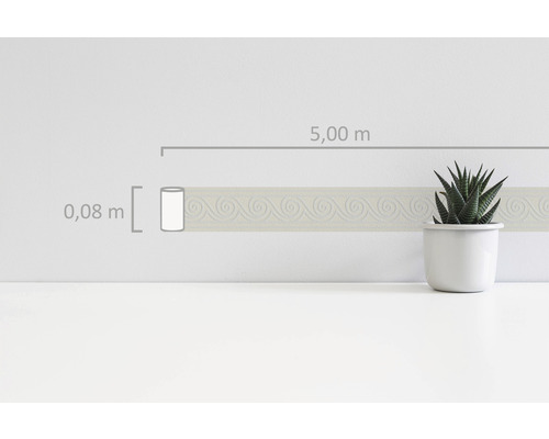 Zelfklevende rand 3840-34 Alleen rand golven wit glitter 5 m x 8 cm