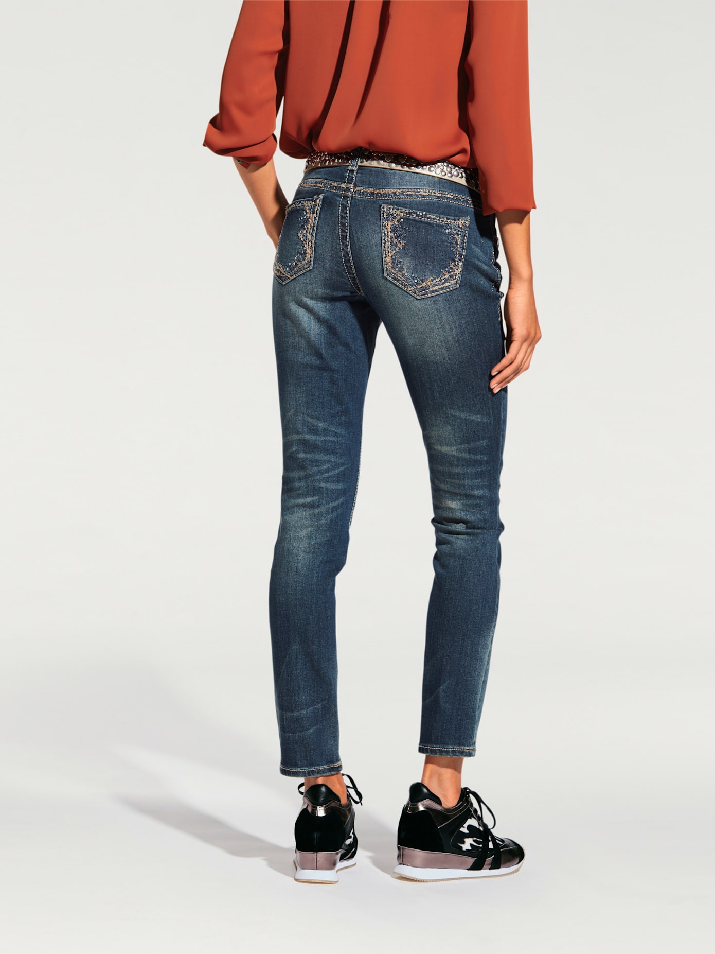 Jeans effet ventre plat coupe skinny