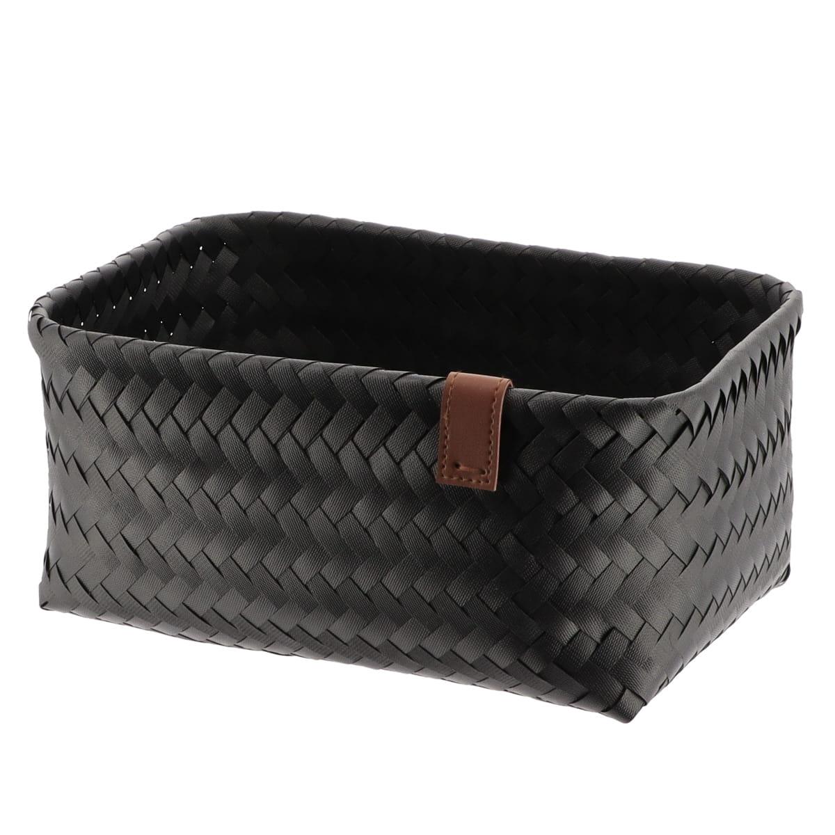 PANIERE EN 30X20.5X13.5CM ET LIEN FACON CUIR NOIR
