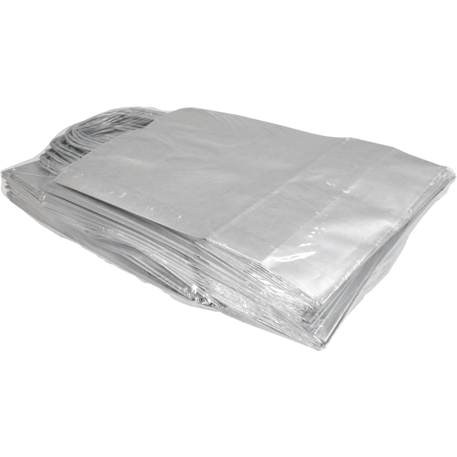 Tas, Kraftpapier, gedraaid papieren koord, 24x 11x33cm, draagtas, zilver