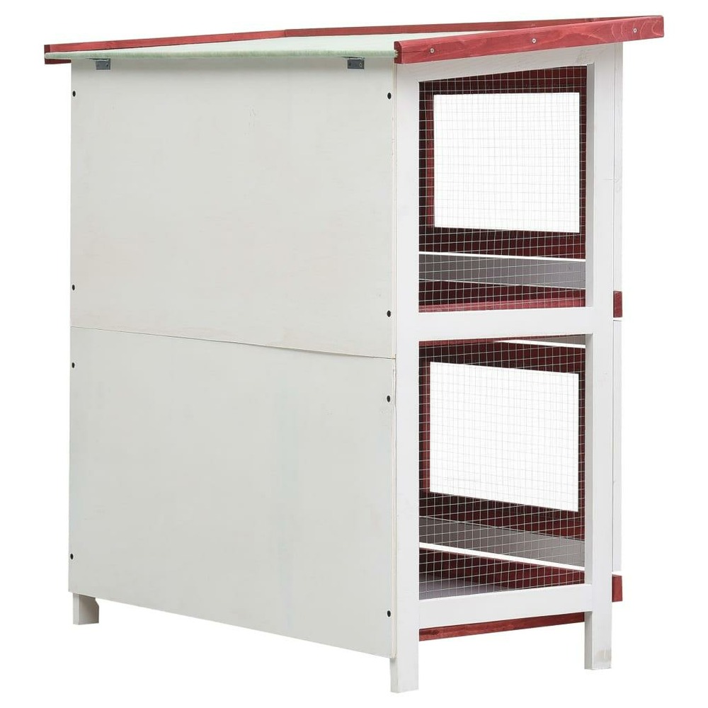 Clapier cage d'extérieur 4 portes 90 x 45 x 90 cm rouge bois