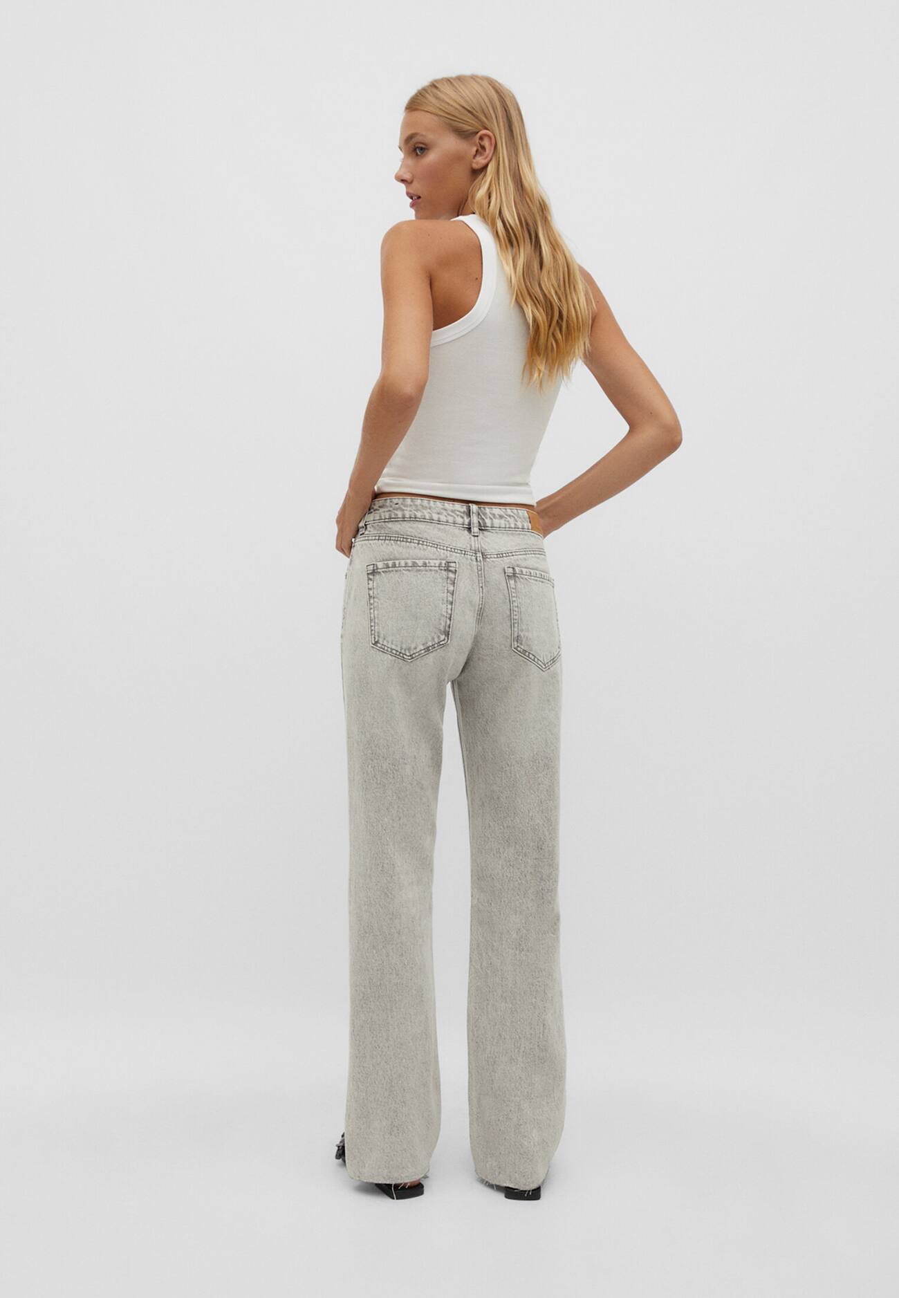 calça jeans reta de cintura baixa