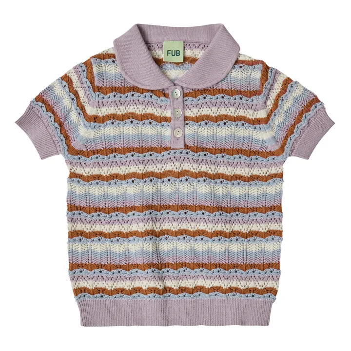 FUB Polo Maille Fine Pointelle Coton Bio | Mauve