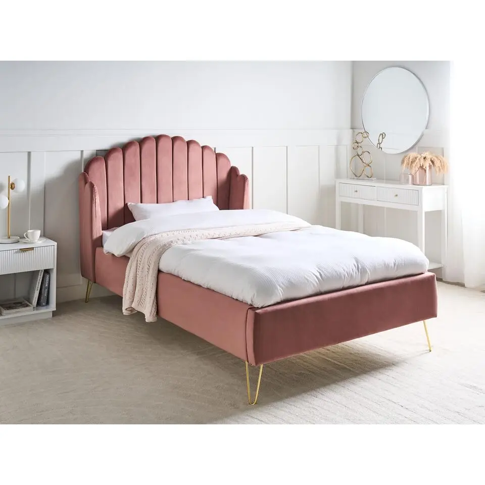 AMBILLOU - Tweepersoonsbed - Roze - 120 x 200 cm - Fluweel