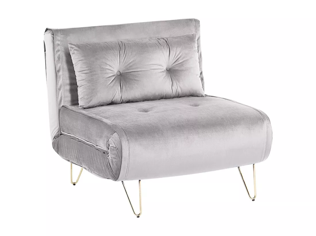 Banquette convertible 1 place en velours gris VESTFOLD
