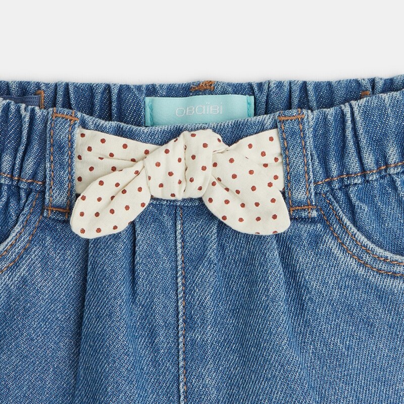 Short en denim nœud fantaisie bleu bébé fille Bleu