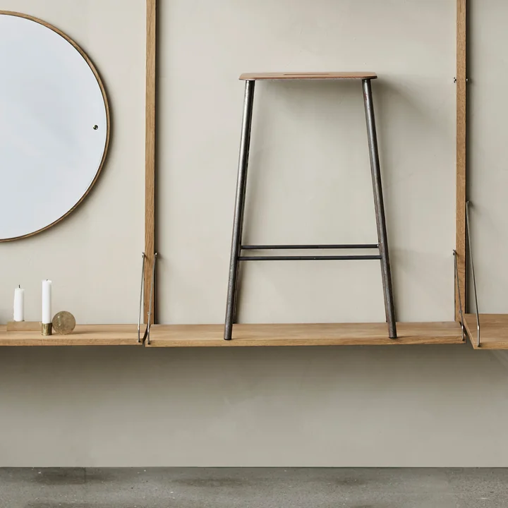 Frama - Adam Hocker, H 50 cm, Eiche geölt / schwarz